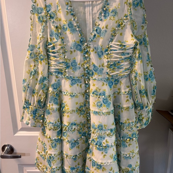 Zimmermann Dresses & Skirts - Like a Zimmermann style Blue and Green Floral Long Sleeve Dress